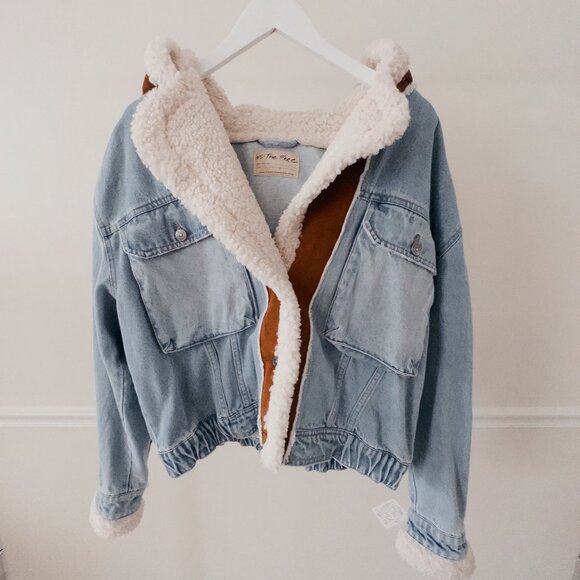 Free People Perry Hooded Denim Jacket in Sky Wash - Picture 6 of 10